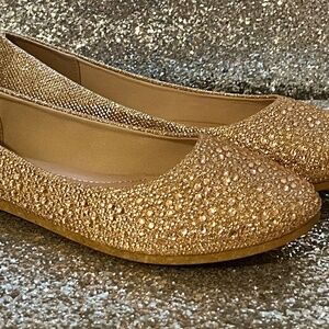 Top Moda Gold Glitter Flats